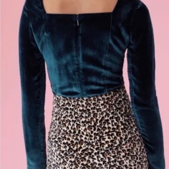 Rebecca Taylor Velvet Square Neck Blouse - Deep Blue - Picture 3 of 4